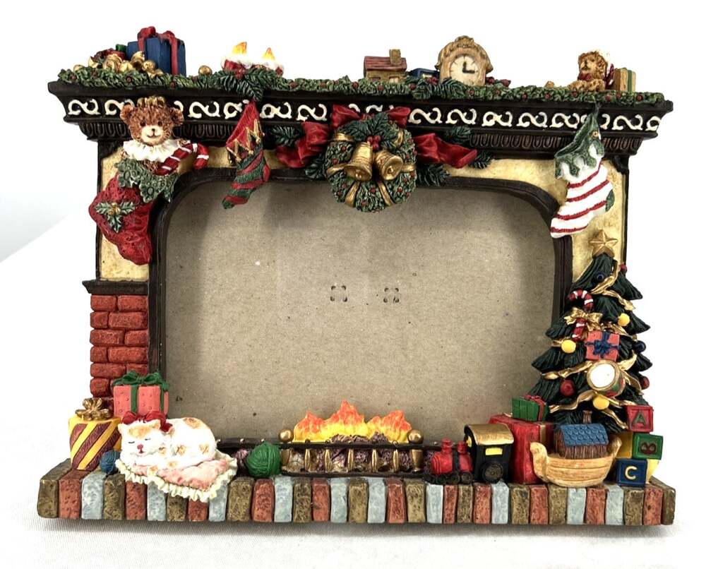 Picture Frame Fireplace Toys Resin 5 x 7" Whimsical Christmas Decor